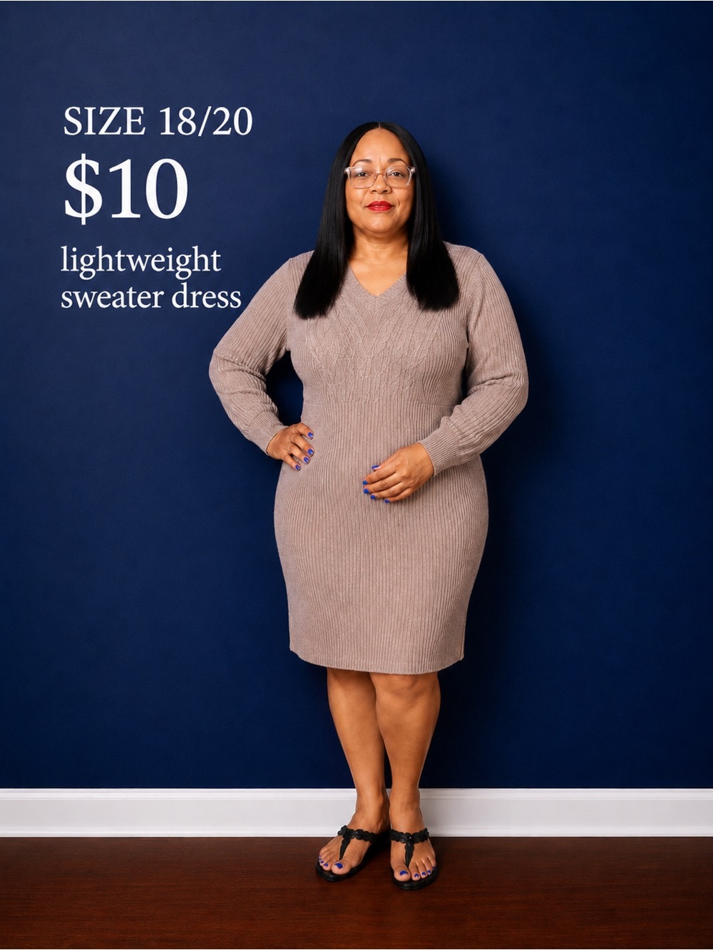Lightweight Taupe Sweater Dress - Size 18/20
